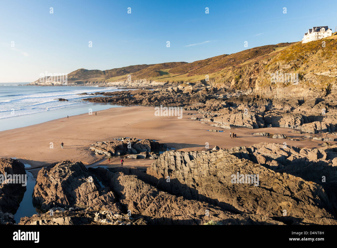 Mit Blick auf Combesgate Strand in der Nähe von Woolacombe Devon England UK Stockfoto