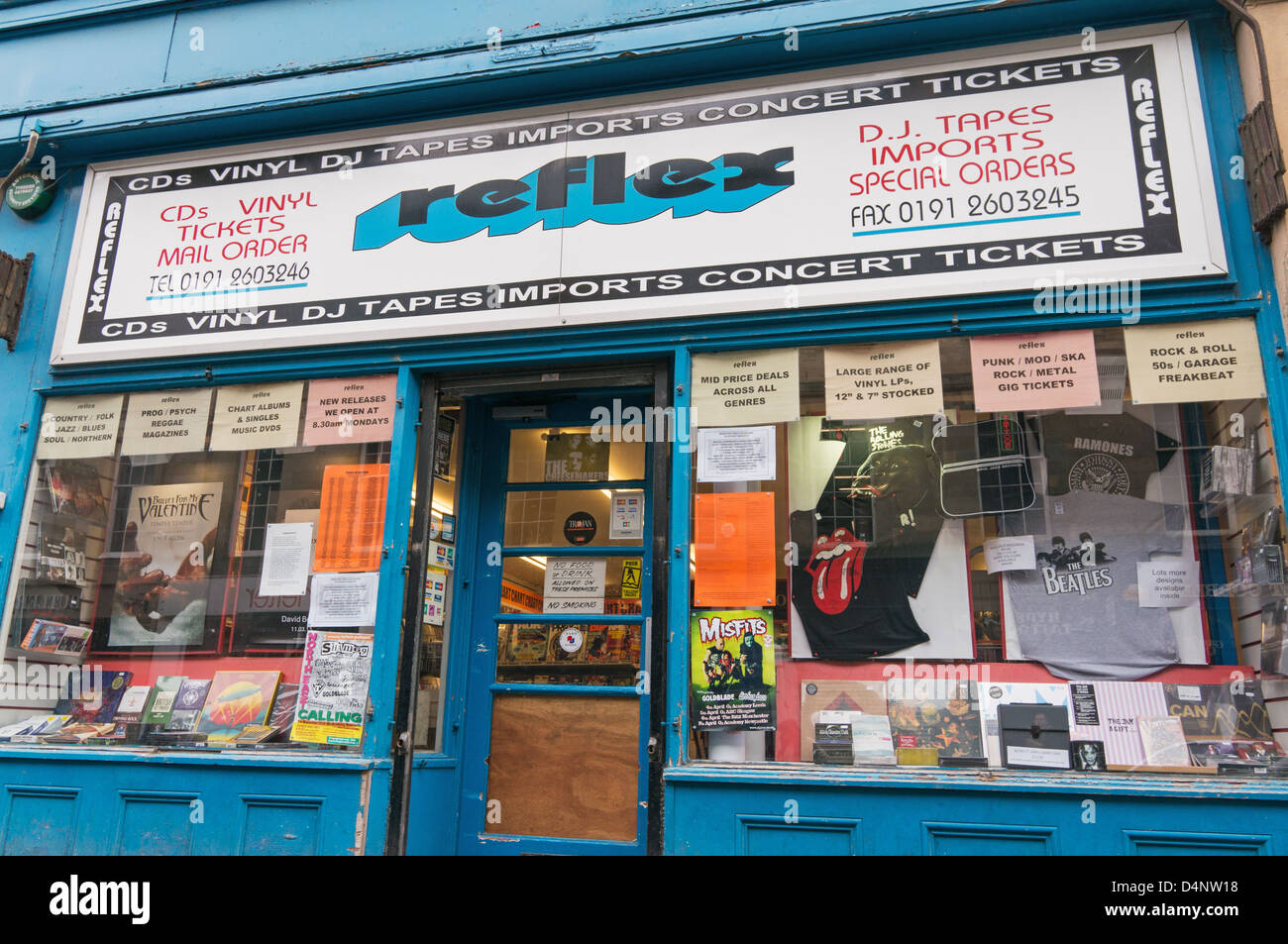Reflex-traditionelle Musikshop Newcastle North East England UK Stockfoto