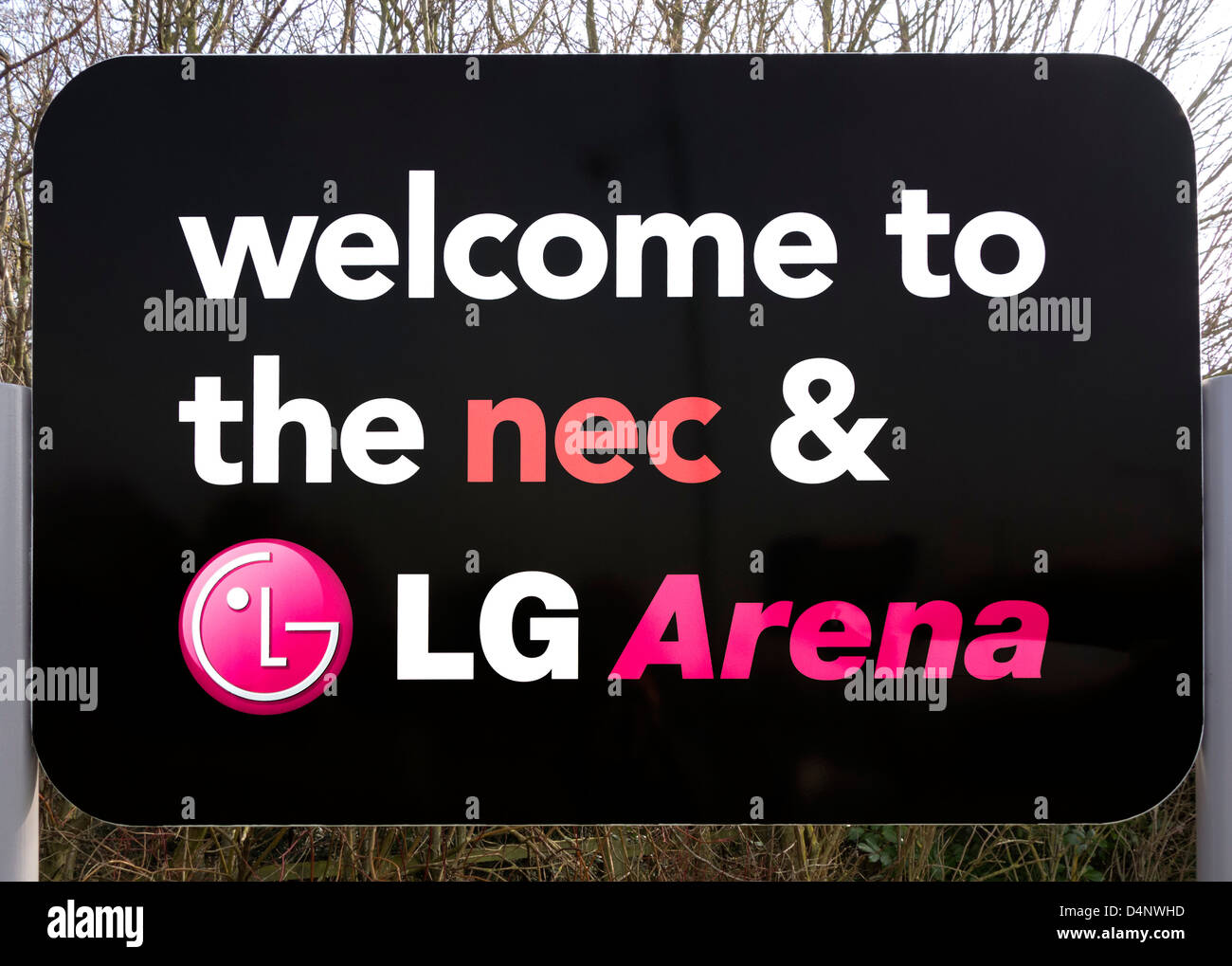 Melden Sie sich am Eingang zum NEC (National Exhibition Centre) und LG Arena, Birmingham, West Midlands, UK Stockfoto