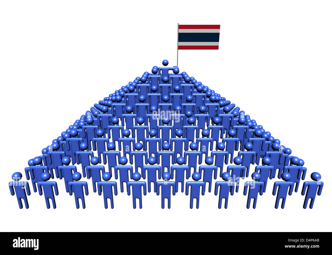 Pyramide des abstrakten Menschen mit thailändische Flagge illustration Stockfoto