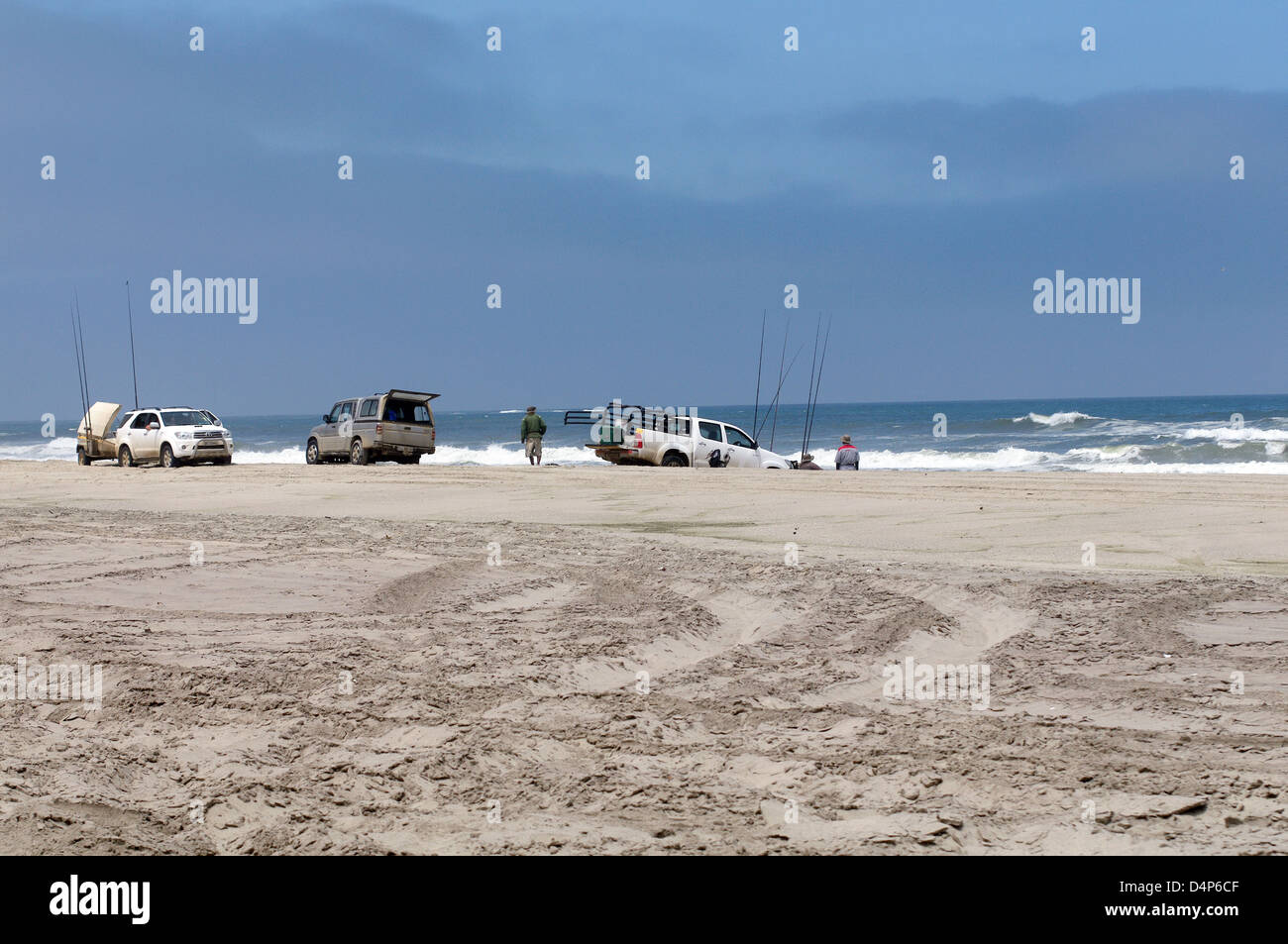 Angeln im Skeleton Coast, Namibia Stockfoto