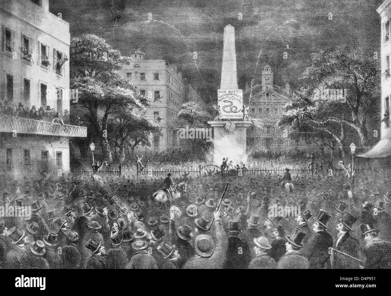 Die erste Flagge der Unabhängigkeit wuchs im Süden, von den Bürgern von Savannah, Georgia 8. November 1860 Stockfoto