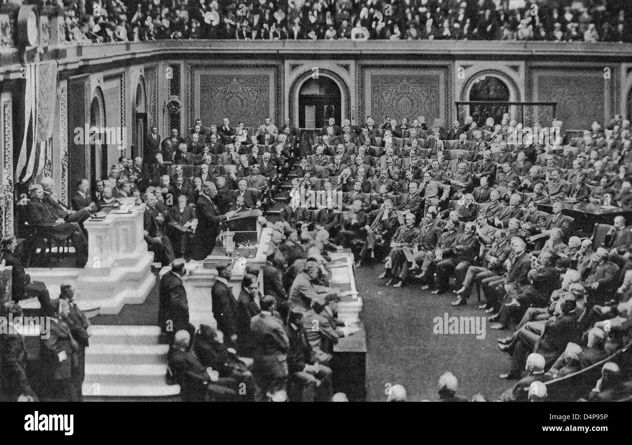 Kongress hört während Präsident Wilson Annonces, dass kein Diktator immer in Mexiko - 1917 anerkannt werden Stockfoto