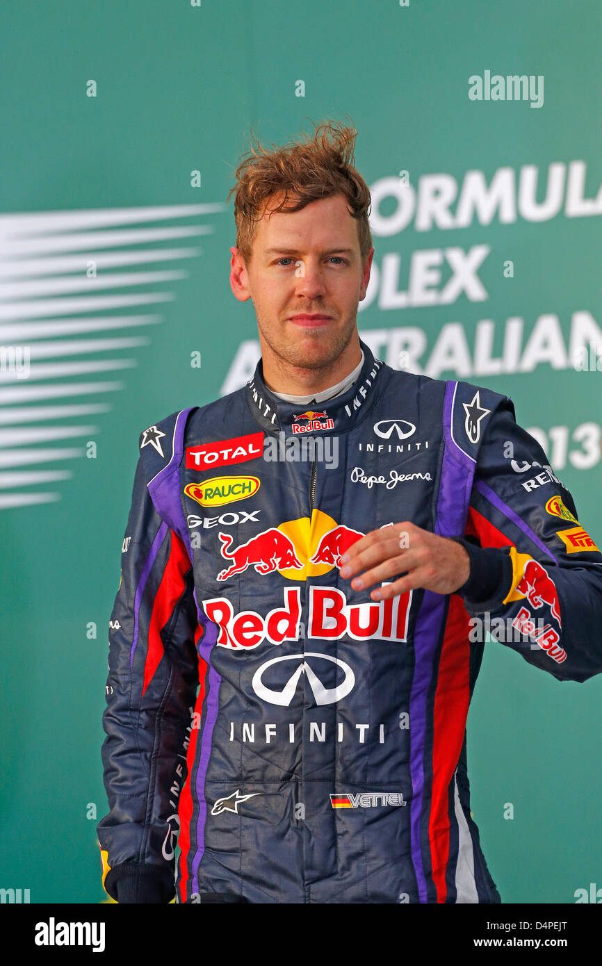 Formel 1 GP, Australien in Melborne 17.03.2013, Sebastian Vettel, Red Bull Racing, Podium Foto: Mspb / Damir Ivka Stockfoto