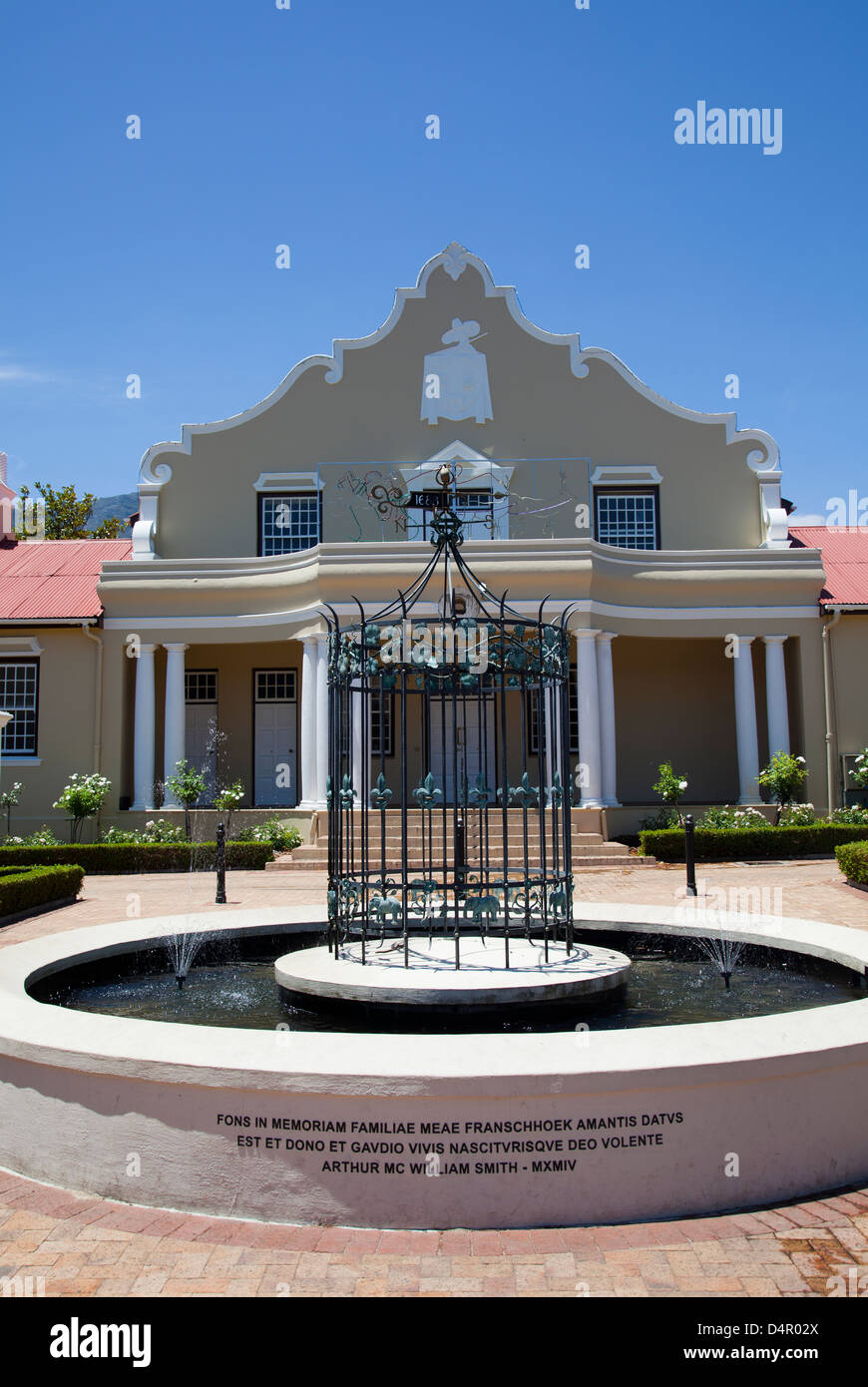 Franschhoek Rathaus im Kap-holländischen Stil Architektur - Western Cape - Südafrika Stockfoto