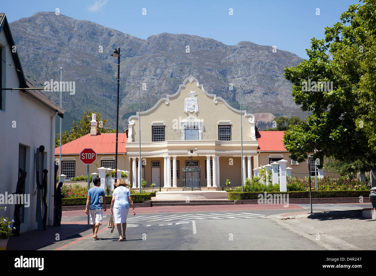 Franschhoek Rathaus im Kap-holländischen Stil Architektur - Western Cape - Südafrika Stockfoto