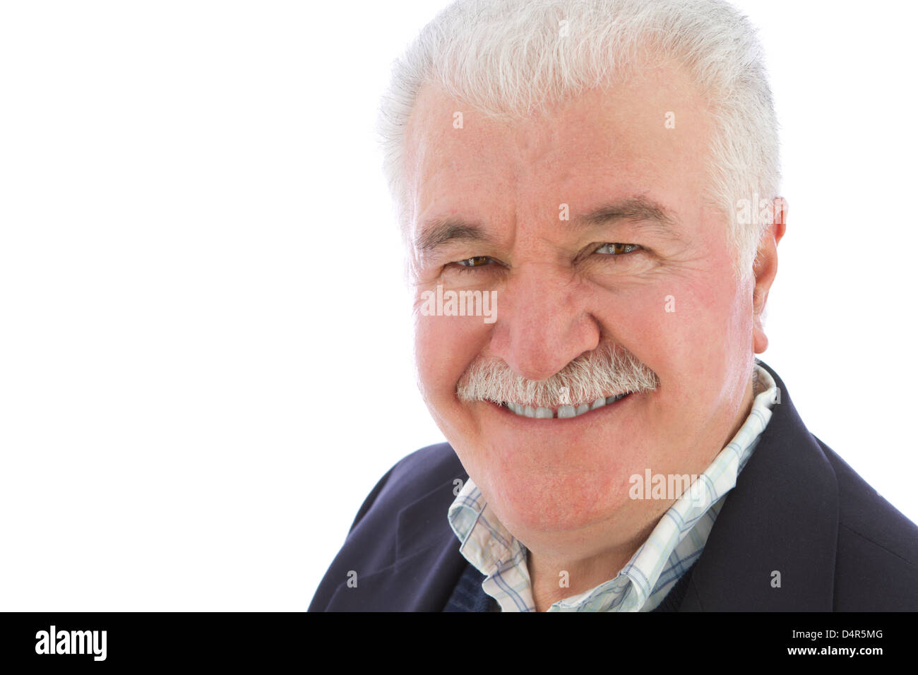 Weißes Haar senior männlich betrachten Sie mit seinem Vertrauen. Stockfoto