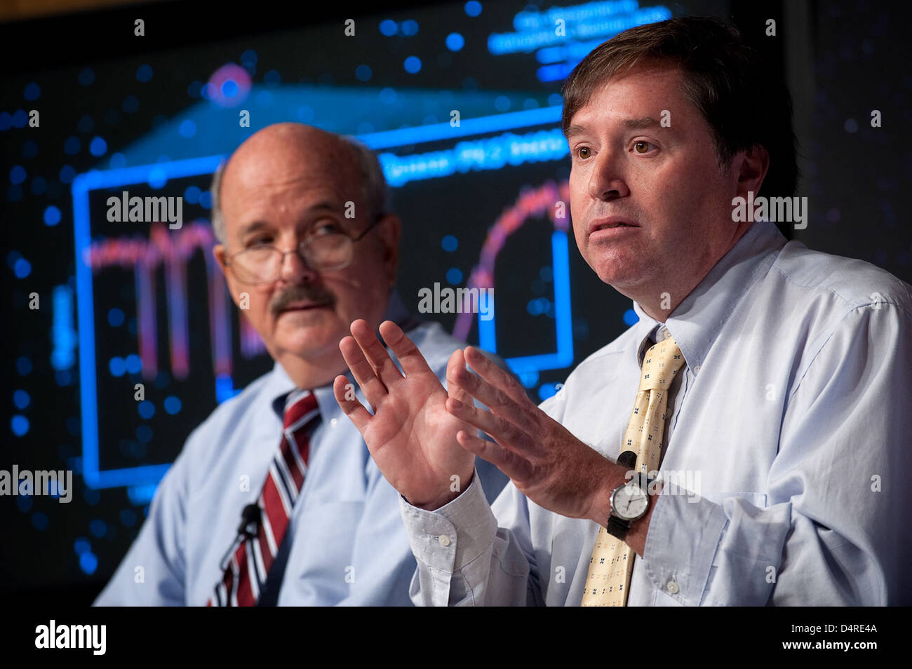 Verbesserte Bilder des Hubble Weltraumteleskops bieten eine klarere, detailliertere Ansicht von Himmelsobjekten. Das Teleskop liefert weiterhin wichtige Daten über die Struktur und Entwicklung des Universums. Stockfoto