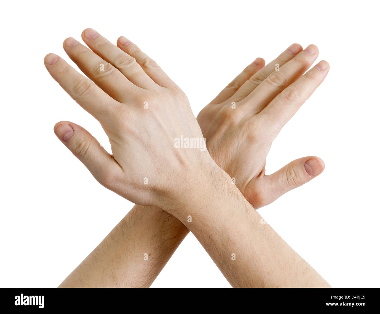 Bild des männlichen Händen, die Anzeichen von stop Stockfoto