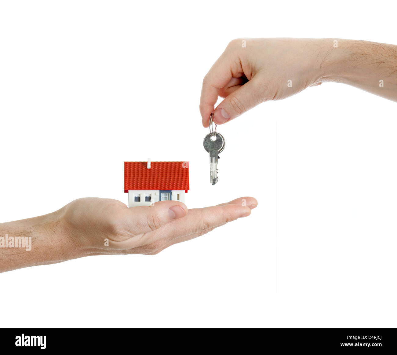 Schlüssel für neues Haus isoliert auf weiss. Konzept Stockfoto