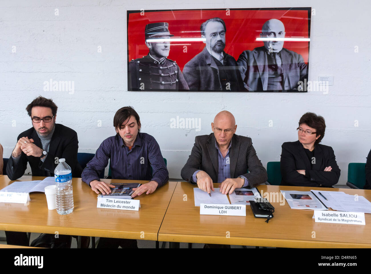 Paris, Frankreich. Panel, Sprecher, 'Medecine du Monde', (französische Ärzte) 'Human Rights League', NGO's, Konferenz über die Prostitution in Chi-nese und die Opposition gegen das aktuelle Passive Soliciting Law in Paris. J. Pignon, Tim Leister', D. Guinert Sprecherpanel Stockfoto