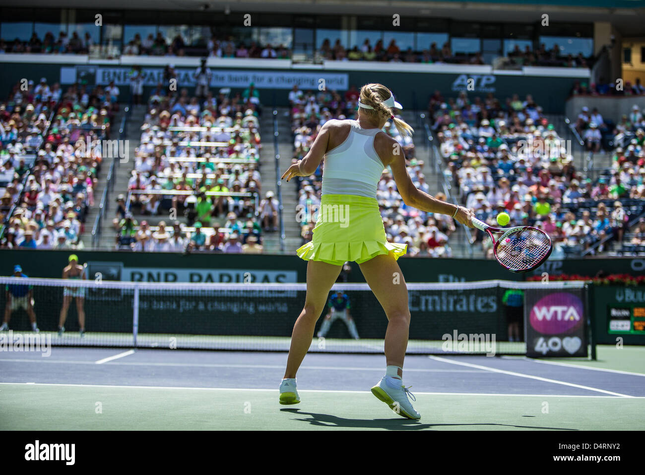 Indische Brunnen, Kalifornien, USA. 17. März 2013: Caroline Wozniacki (DEN) [8] verliert im Finale, Maria Sharapova (RUS) [2] im Finale bei der BNP Paribas Open statt bei den Indian Wells Tennis Garden in Indian Wells, CA. Credit: Action Plus Sportbilder Stockfoto