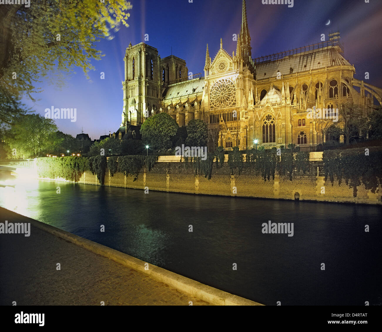 FR - PARIS: Seine und Notre Dame bei Nacht Stockfoto