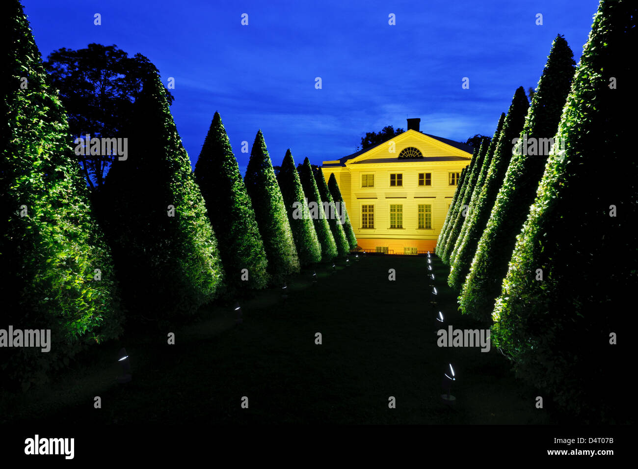 Gunnebo Slott, Nachtbeleuchtung, Mölndal, Schweden, Europa Stockfoto