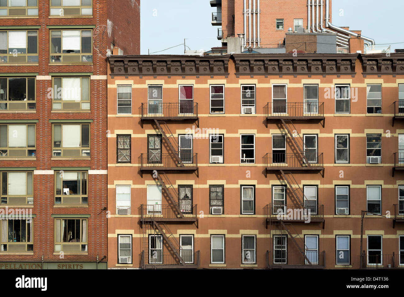 Chelsea Gebäudefassaden, New York. Grafische und abstrakt. Stockfoto