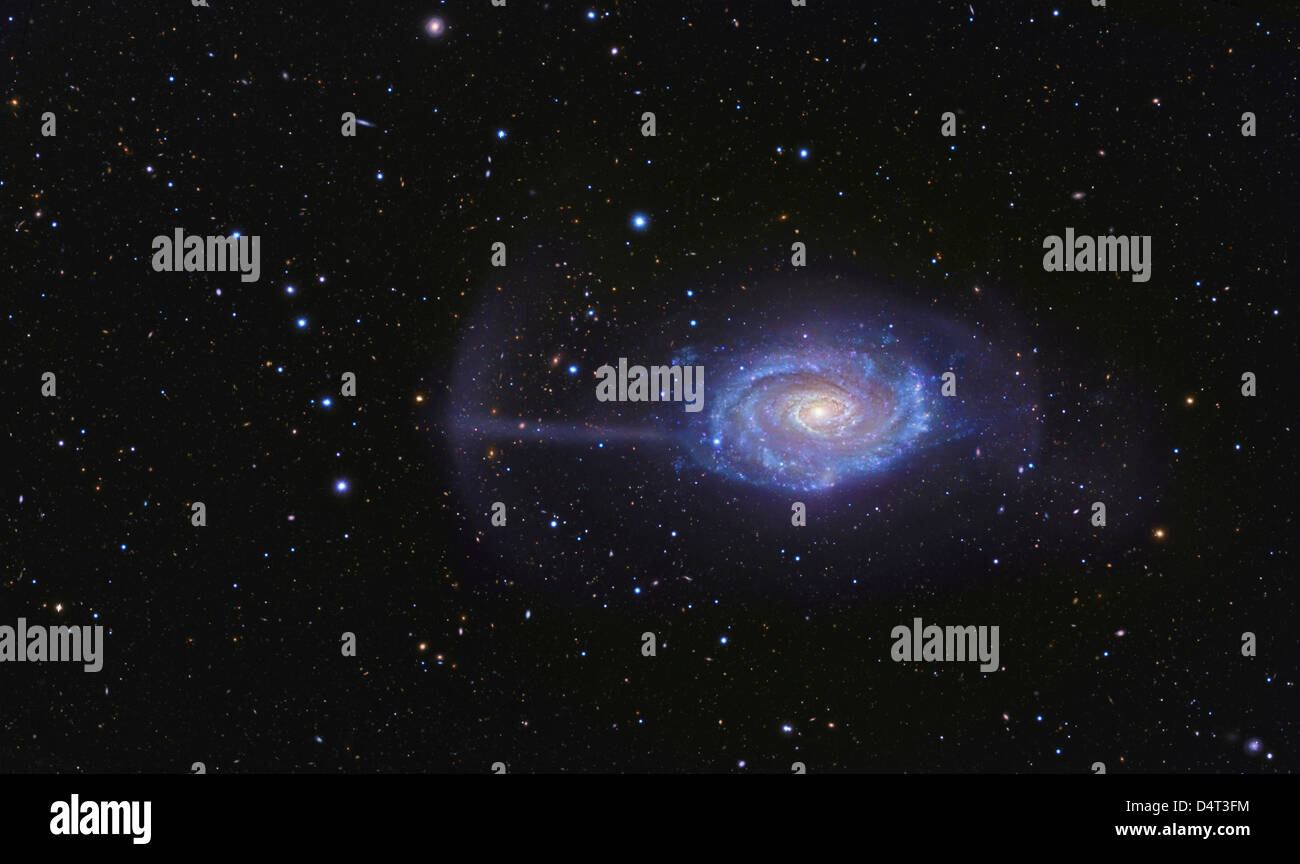 NGC 4651, der Regenschirm-Galaxie. Stockfoto