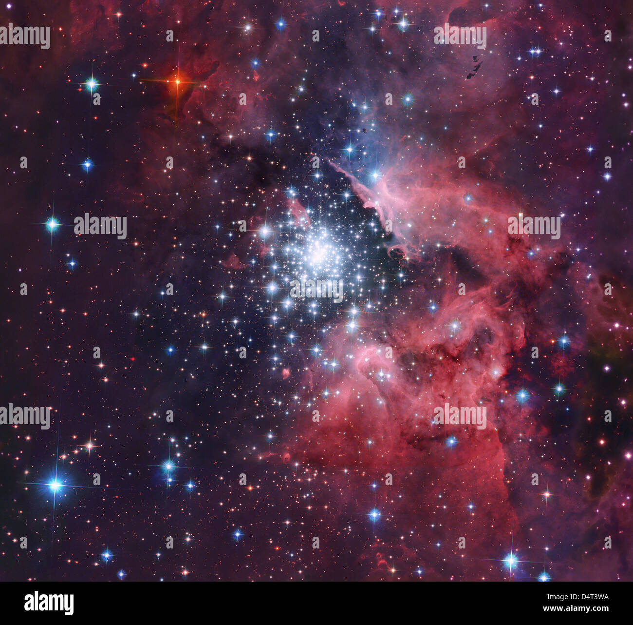 NGC 3603, einer riesigen HII Region im Sternbild Carina. Stockfoto