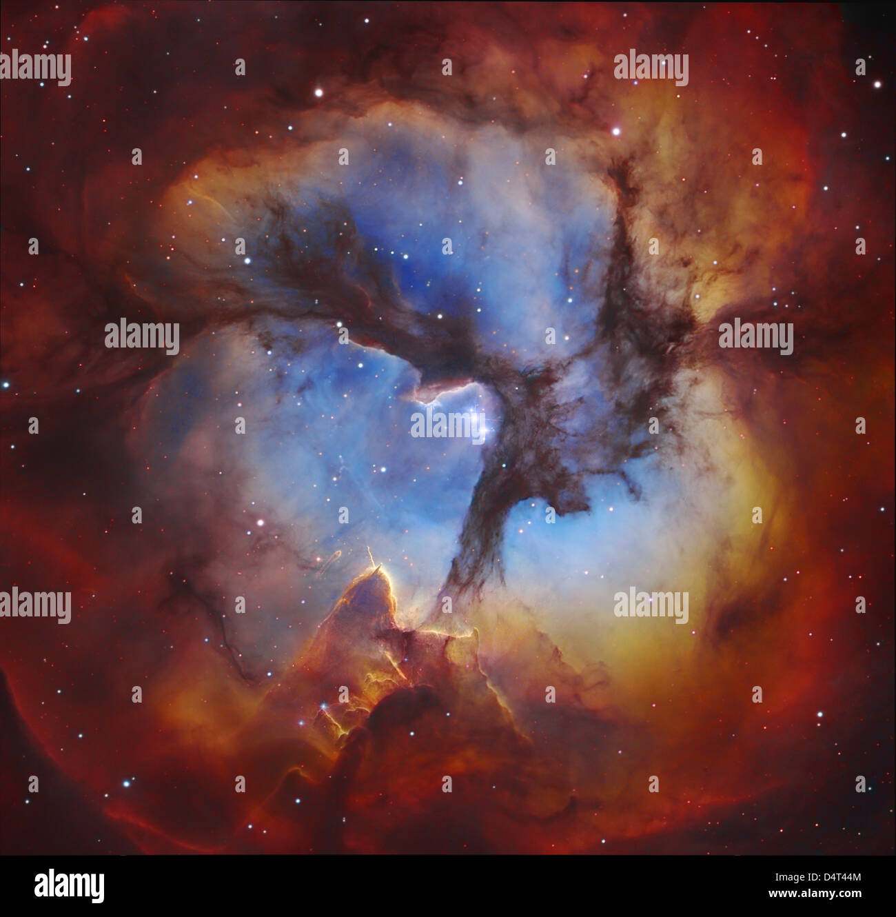 M20, Trifid Nebula in Schütze. Stockfoto