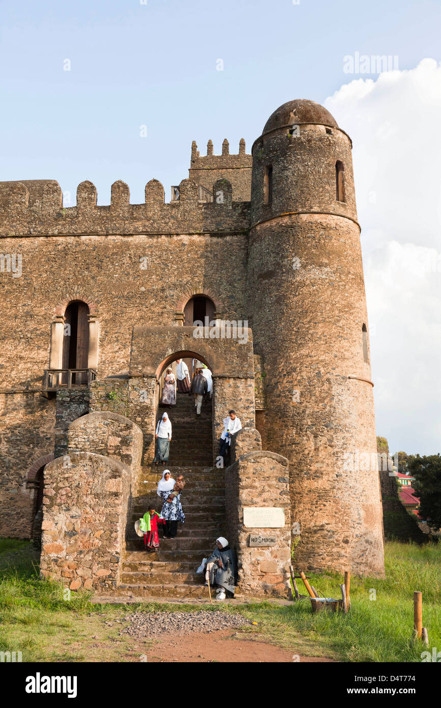 Fasil Ghebbi, einen festungsartigen königliche Gehege, Gonder, Äthiopien Stockfoto