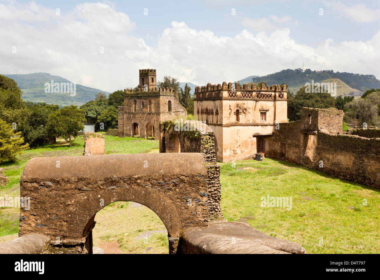 Fasil Ghebbi, einen festungsartigen königliche Gehege, Gonder, Äthiopien Stockfoto