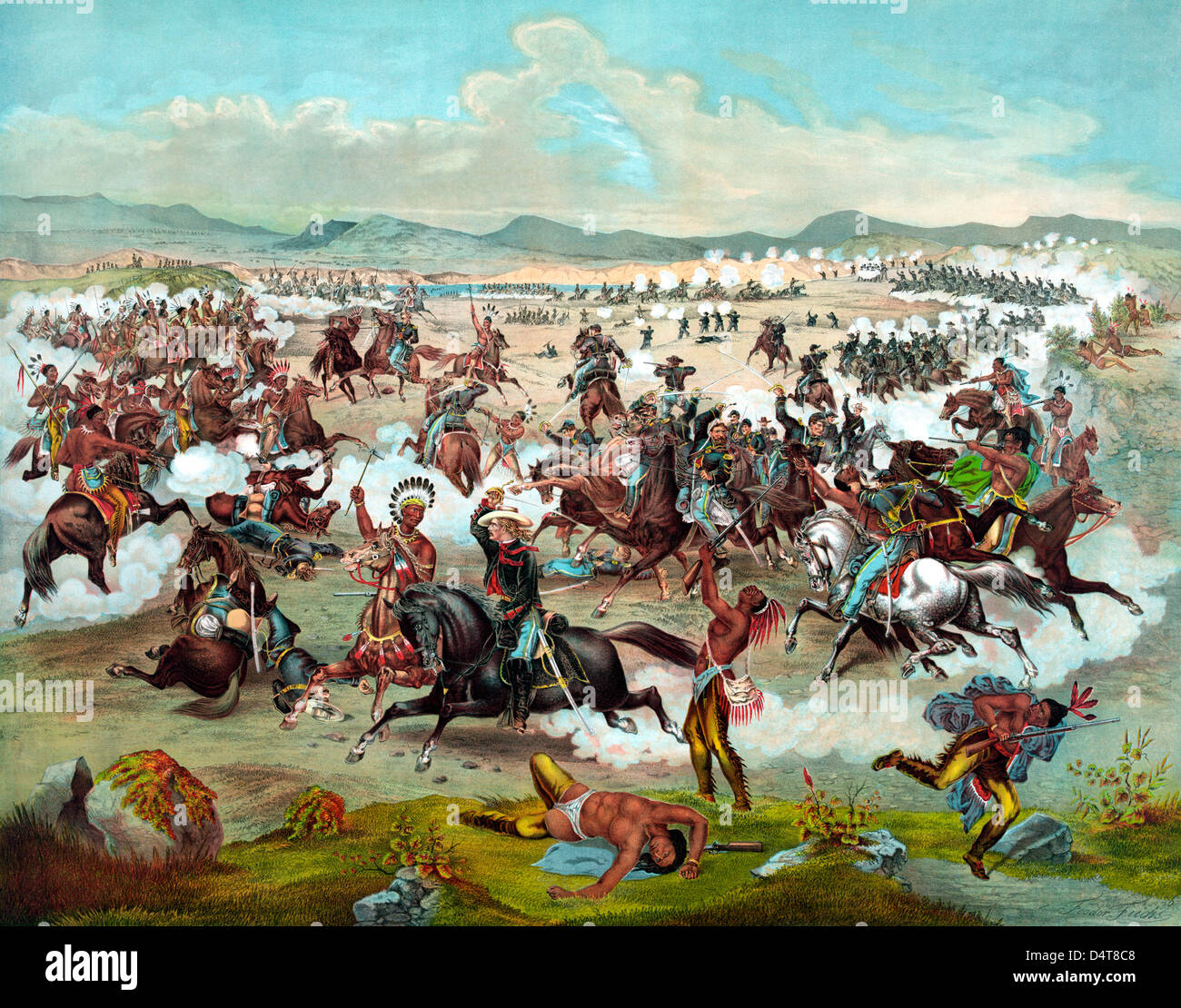 Vintage Militär drucken General George Armstrong Custer letzte kostenlos an die Schlacht von Little Bighorn. Stockfoto