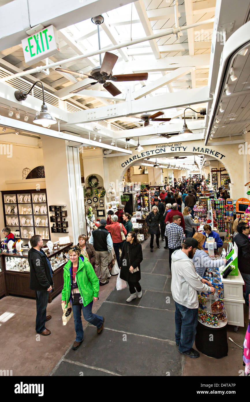 Historischen Charleston City Market an der Market Street in Charleston, SC. Stockfoto