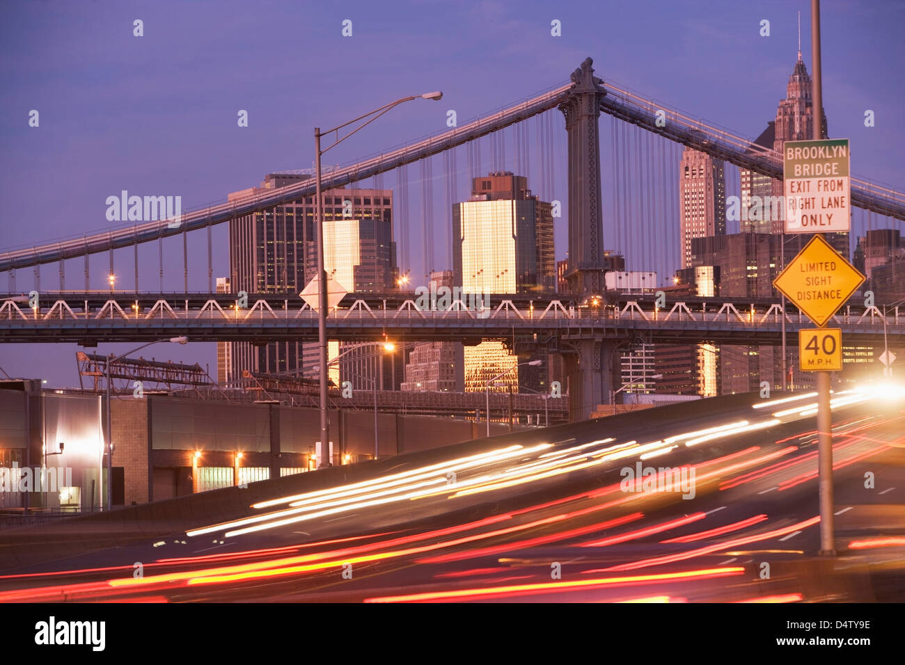 Zeit Ablauf Blick auf New York City Verkehr Stockfoto