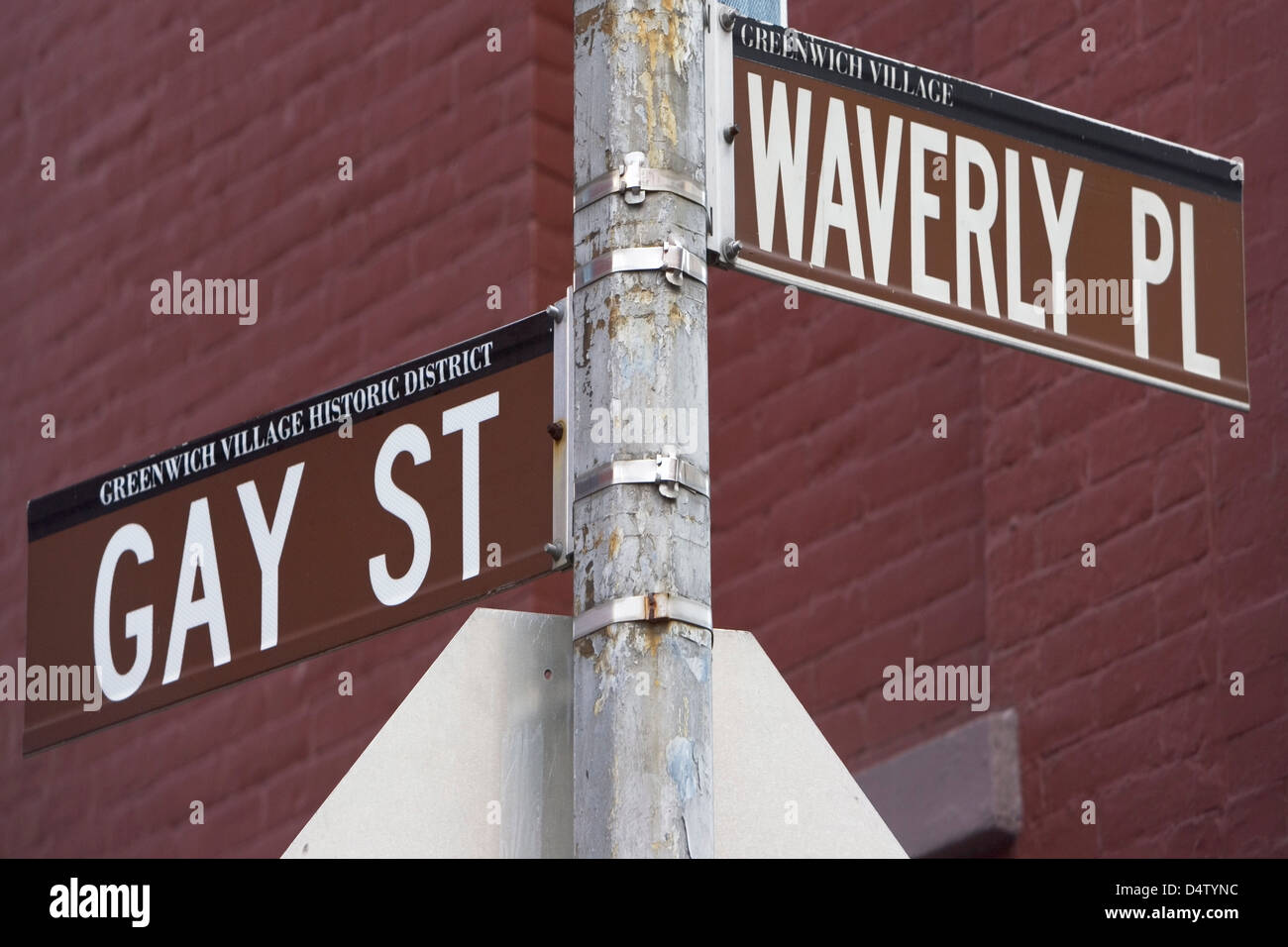 Gay St und Waverly Pl Zeichen Stockfoto