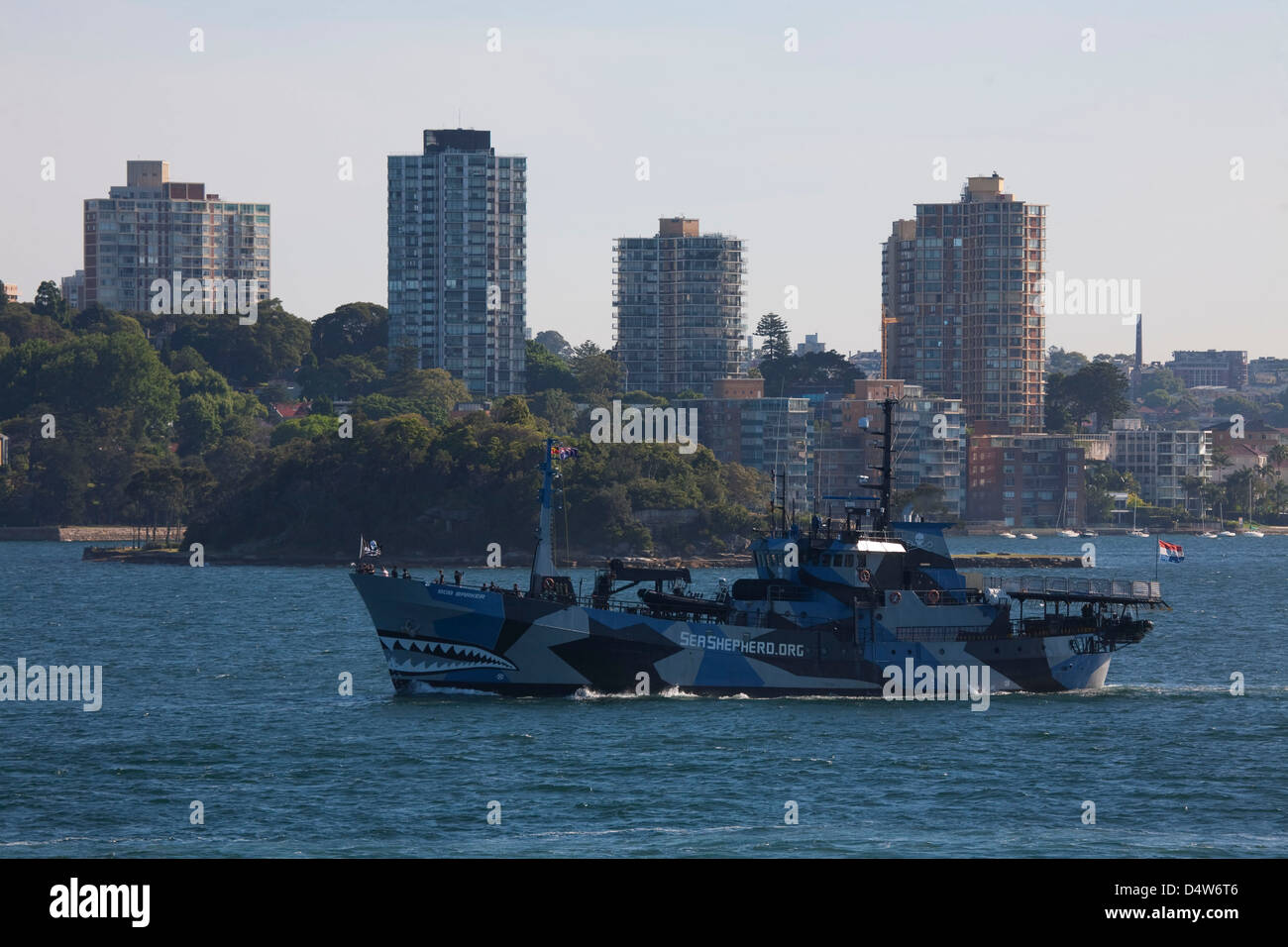 MV Bob Barker - Teil der antiwhaling Gruppe Sea Shepherd Abflug Sydney Harbour NSW Australia Stockfoto