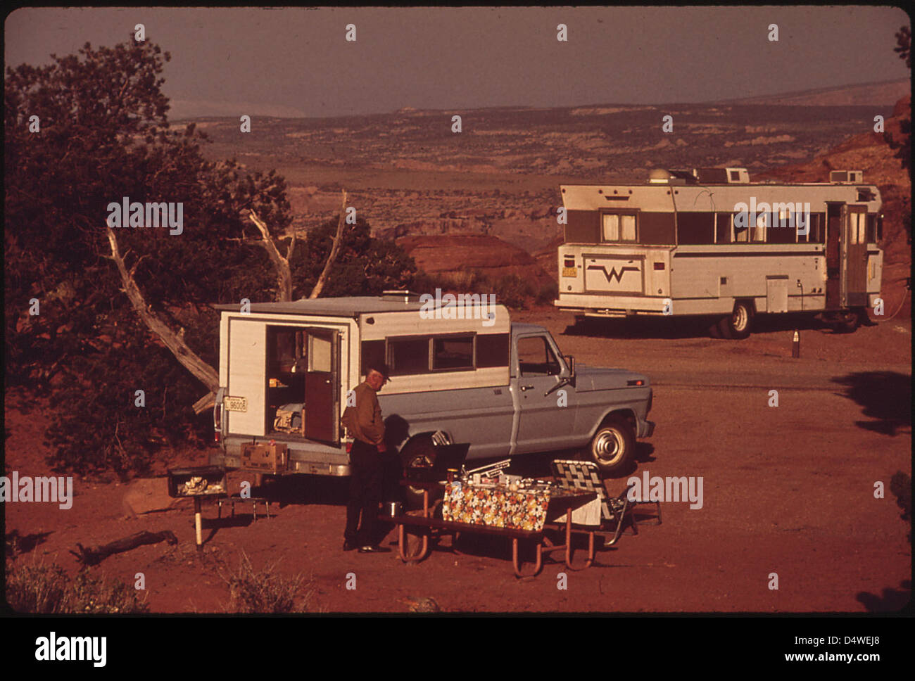 Campingplatz im Arches National Park, 05/1972 Stockfoto