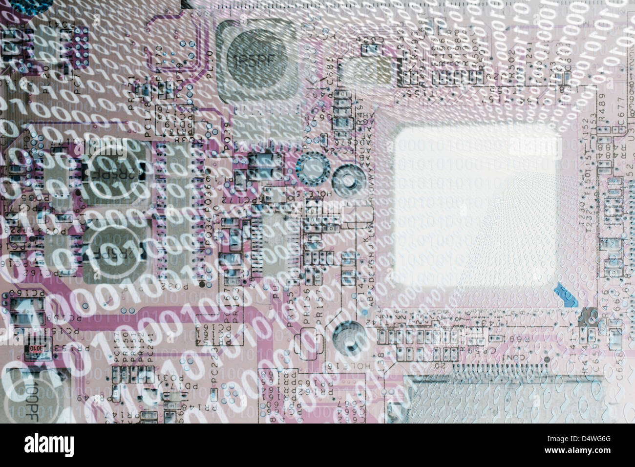 Illustration der Mikrochip und binäre Stockfoto