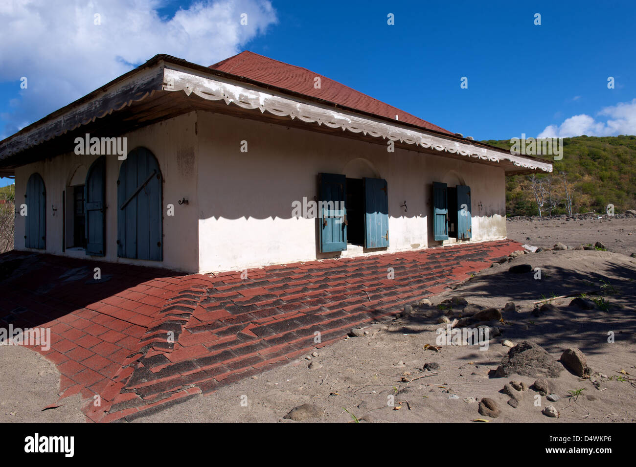 Die Verwüstung von Plymouth und den umliegenden Städten, verursacht durch den Vulkan auf der Insel Montserrat in der Karibik Stockfoto