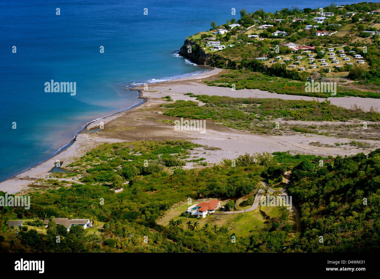 Die Verwüstung von Plymouth und den umliegenden Städten, verursacht durch den Vulkan auf der Insel Montserrat in der Karibik Stockfoto