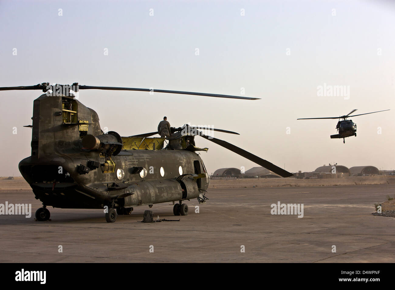 Bereich Wartung ein CH-47 Chinook, Tikrit, Irak. Stockfoto