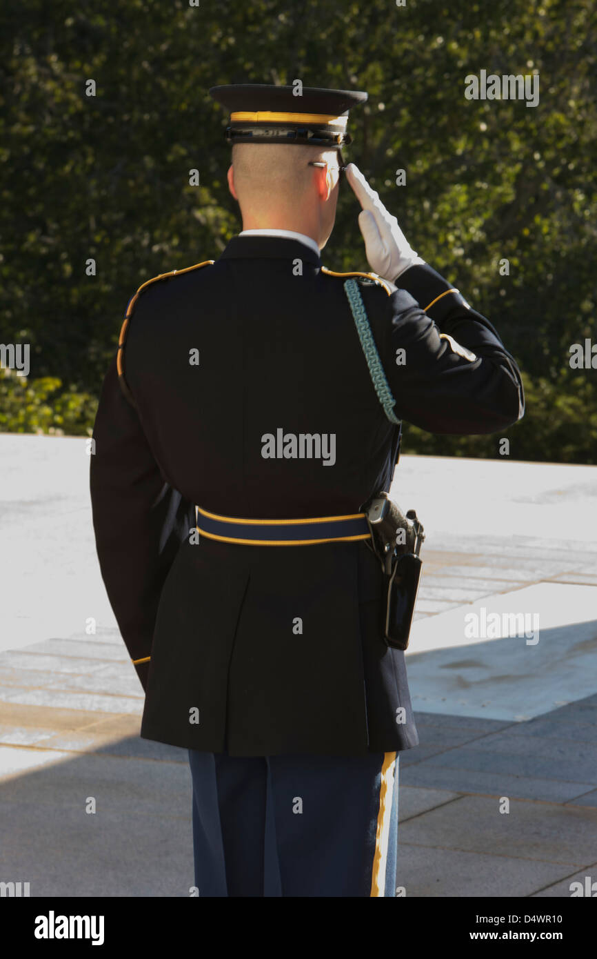 Ehren Sie Wache am Grab des unbekannten Soldaten, Arlington Staatsangehörig-Kirchhof, Arlington, Virginia, USA. Stockfoto