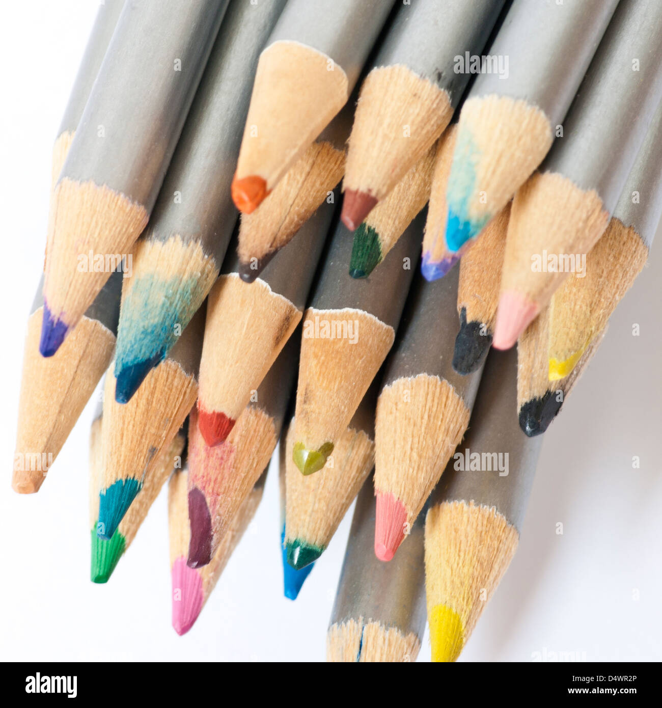 Farbige Aquarell Bleistift Spitzen Stockfoto
