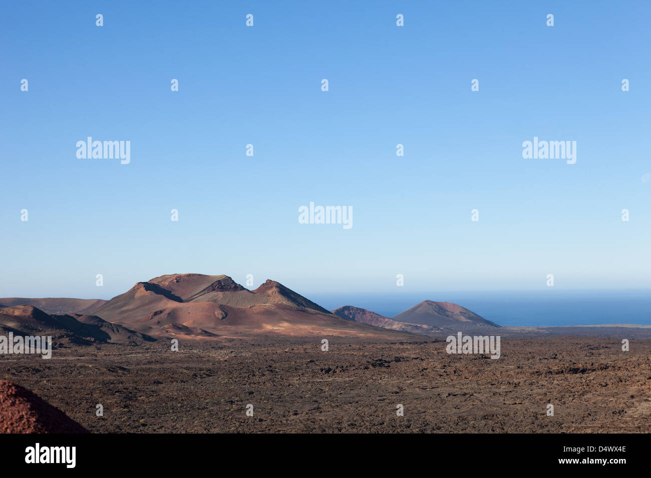 Der vulkanische Nationalpark Timanfaya, Lanzarote. Stockfoto