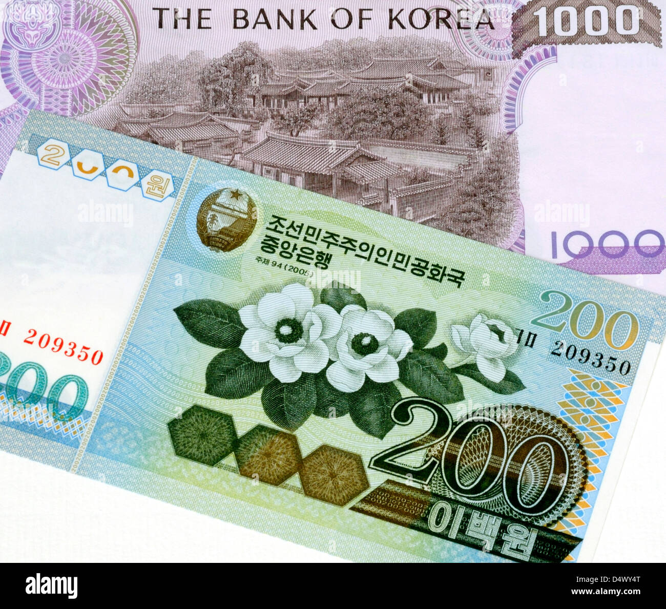 Koreanische Banknoten Stockfoto