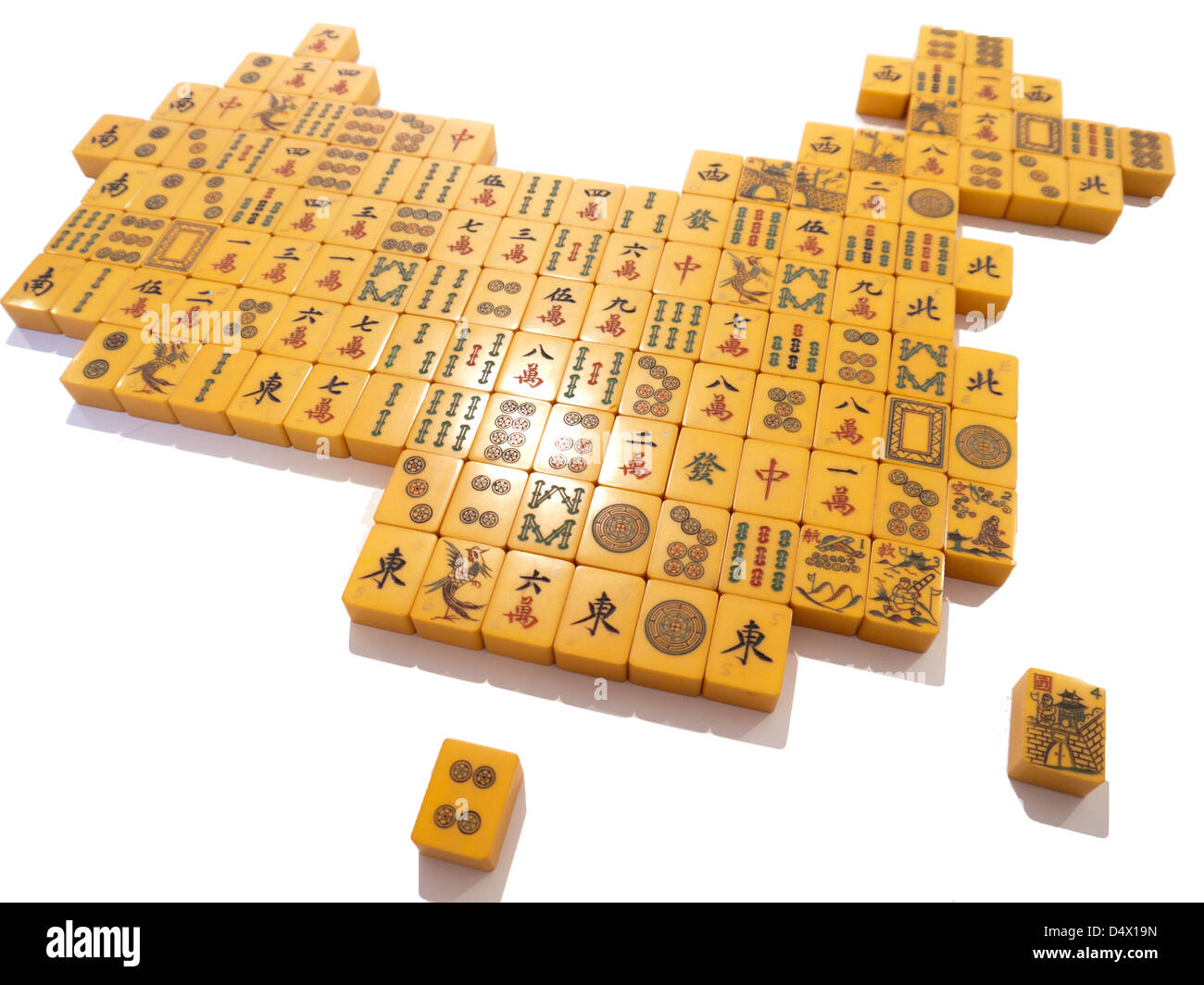 Eine ungefähre 3D-Darstellung Karte von China gemacht von Mah Jong Fliesen von Süden gesehen Stockfoto