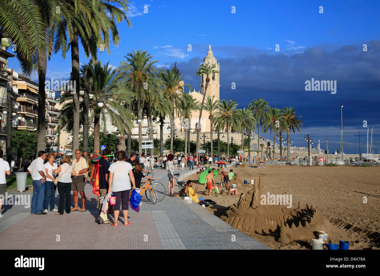 Sitges, Costa Daurada, Promenade, Spanien Stockfoto