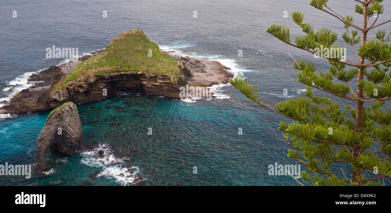 Vogel und Elephant Rock, Norfolkinsel, Australien Stockfoto