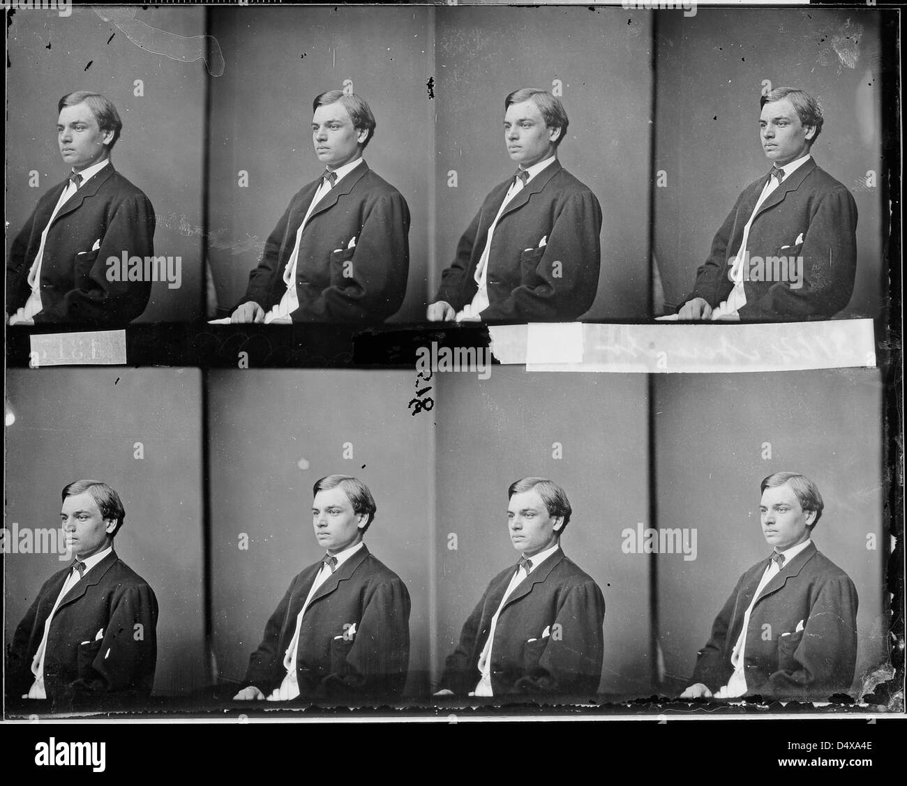 Ein Porträt von Robert T. Lincoln, dem Sohn von Präsident Abraham Lincoln, aufgenommen während der Zeit des Bürgerkriegs vom Fotografen Mathew Brady. Dieses Bild ist Teil der historischen Sammlung, die Schlüsselfiguren des Bürgerkriegs dokumentiert. Stockfoto