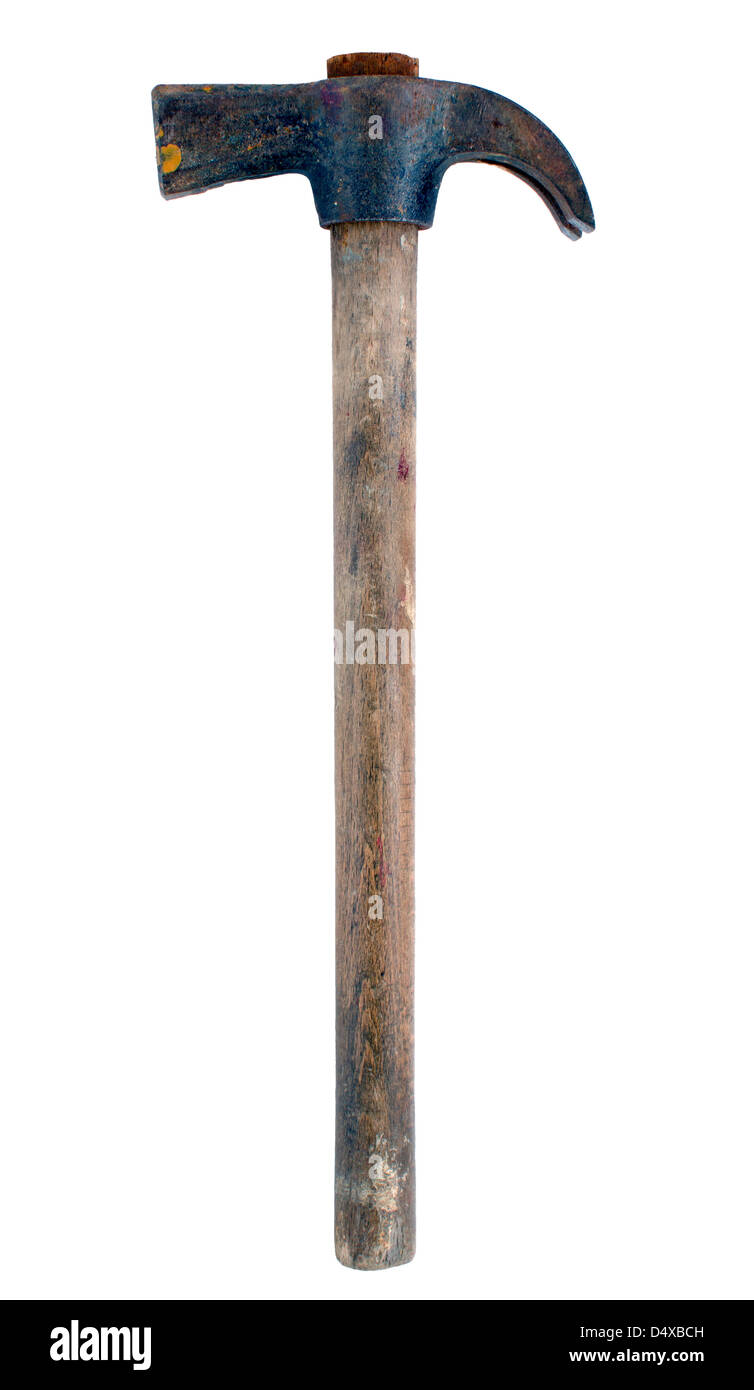 alte rostige Hammer isoliert auf weißem Hintergrund Stockfoto