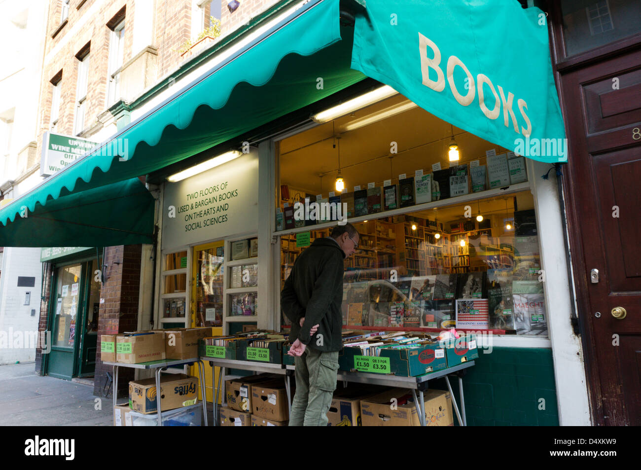Judd Bücher Buchhandlung in Marchmont Street, Bloomsbury, London. Stockfoto