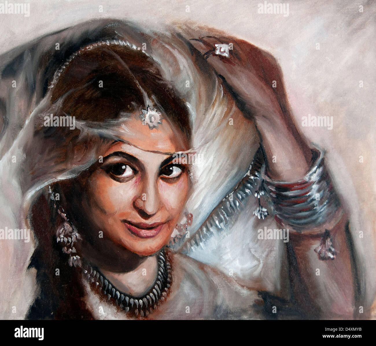 Indien indischen Mumbai Bombay Galerie Malerei Portrait Frau Stockfoto
