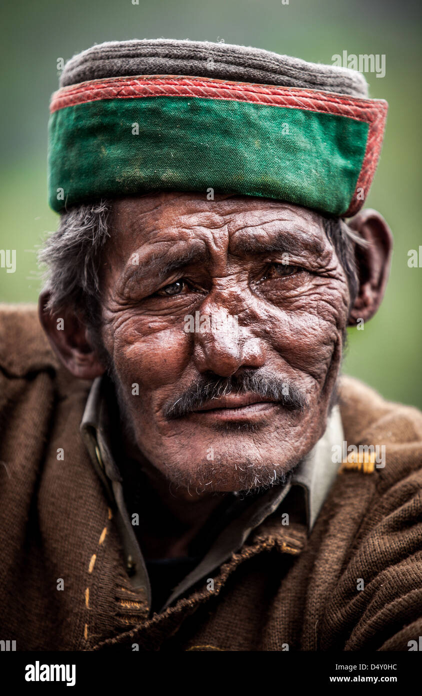Porträt eines alten Mannes der indischen Dörfer. Stockfoto