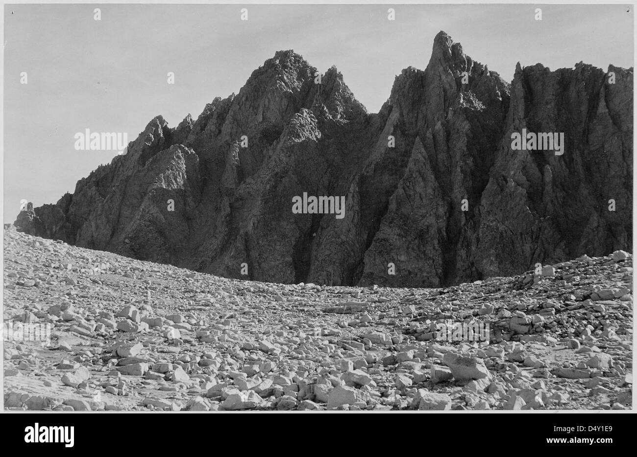 "Bischof Pass, Kings River Canyon (vorgeschlagen als Nationalpark)," Kalifornien, 1936. Stockfoto