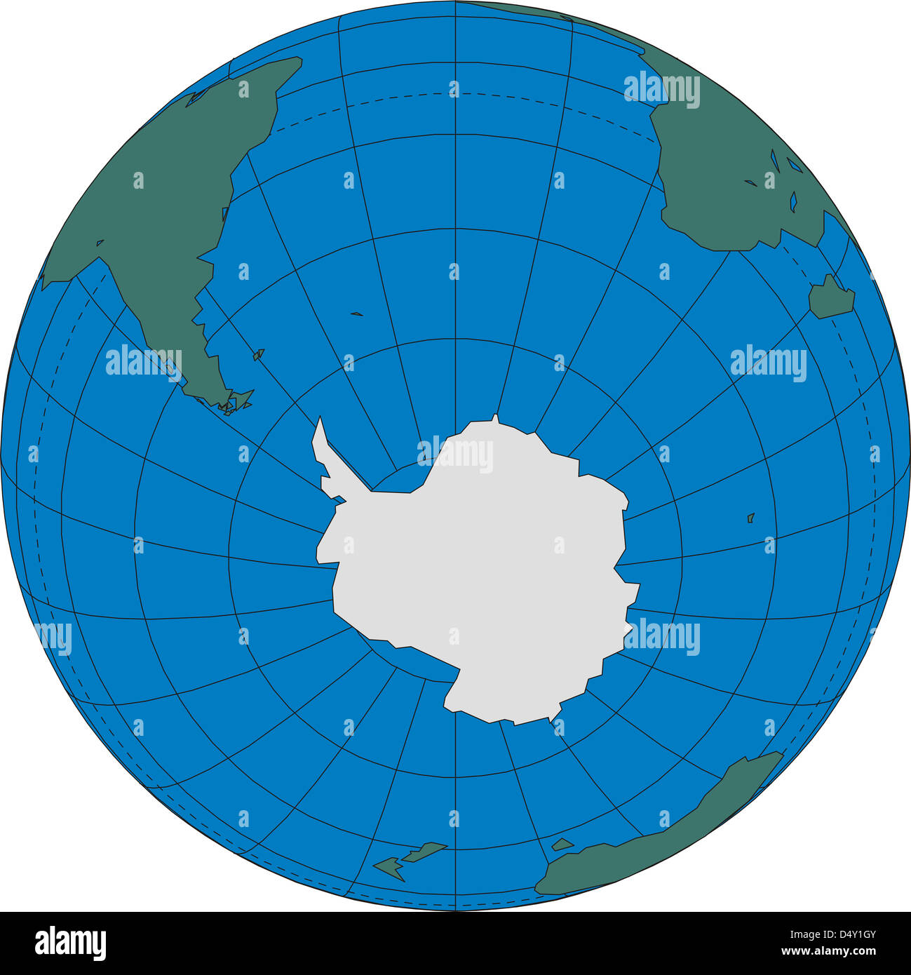 Weltkugel Karte Antarktis-Südpol Stockfoto