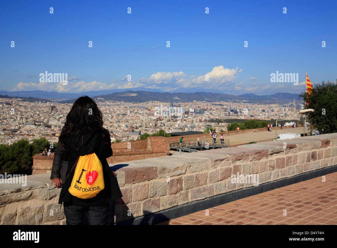 Blick vom Schloss de Montjuic in die Stadt, Barcelona, Spanien Stockfoto