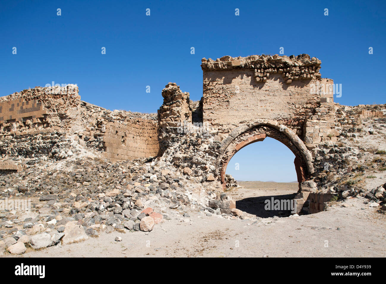 Tor und Wände, Ani Ruinen, Kars Region Nord-Ost-Anatolien, Türkei, Asien Stockfoto